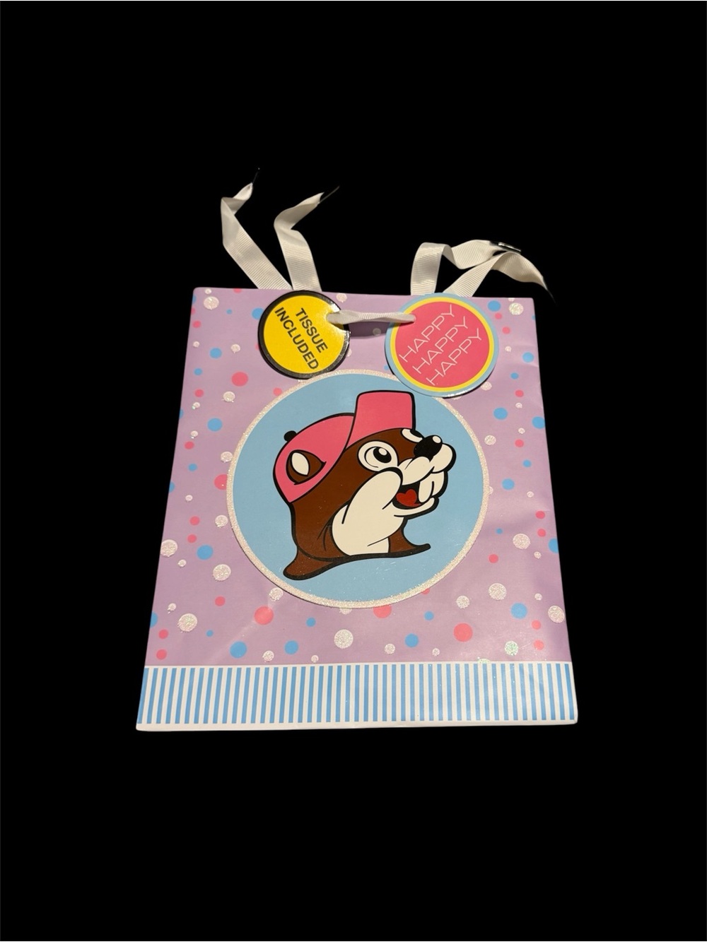 Buc-ee's Birthday Party Gift Bag With Tissue Paper - Pink Hat Beaver Logo new